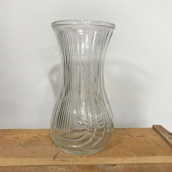Vintage Hoosier Clear Glass Vase Lyre Ribbed 4086-B - Picture 8 of 11